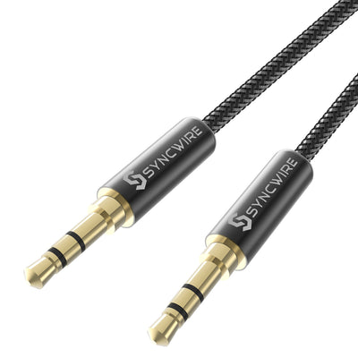 Syncwire 3.5mm Nylon Braided Premium AUX Cable - Black 1 Meter - POPnCASE