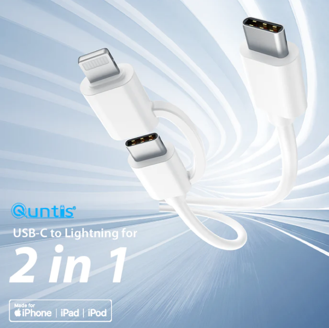 Quntis 2M 2in1 C TO C to Lightning Cable - POP & CASE