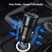 Syncwire USB C Car Charger 24W Fast USB Car Charger PD&QC 3.0 Dual Port All Metal Car Adapter Mini Cigarette Lighter Compatible with iPhone 12/12 Pro/12 Pro Max/11/XS, Samsung, Google and More - POP & CASE