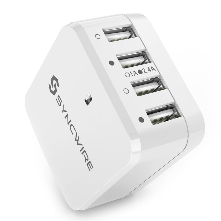 Syncwire 4-Port USB Charger Plug with UK EU US International Travel Adaptor - POPnCASE
