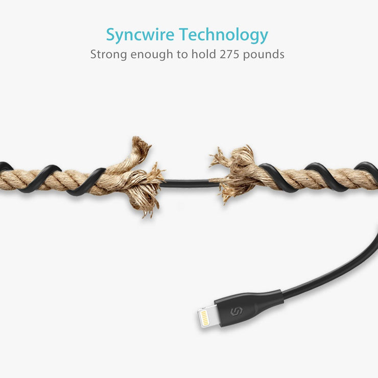 Syncwire UNBREAKcable Lightning Cable -0.25CM (25 Centimeter) Black - POPnCASE